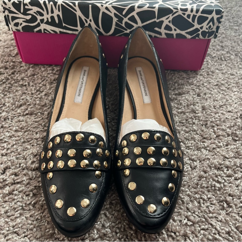 EUC Diane Von Furstenberg Candence Flat size 8 in Black - Picture 3 of 9